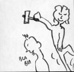 Vignetta con figlia che martella il papi